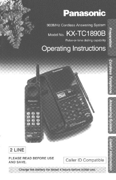 Panasonic KX-TC1890B Cordless Telephone Operating Instructions - cover page