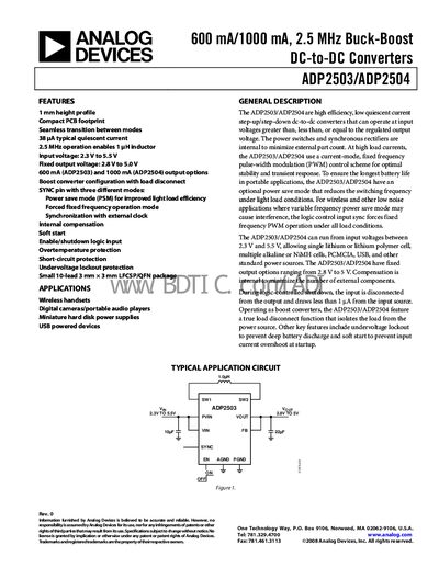 Analog Devices ADP2503/ADP2504 Datasheet - cover page