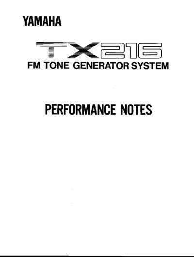 Yamaha TX216 Performance Notebook User Guide - cover page