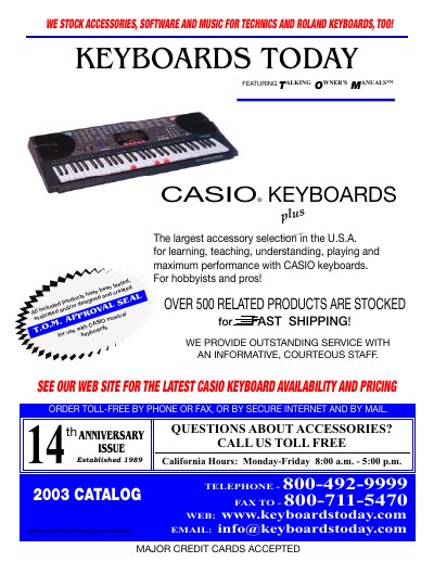 Casio WK Series Keyboard Accessories Product Leaflet - cover page