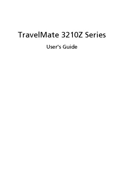 Acer TravelMate 3210Z Series User's Guide - cover page