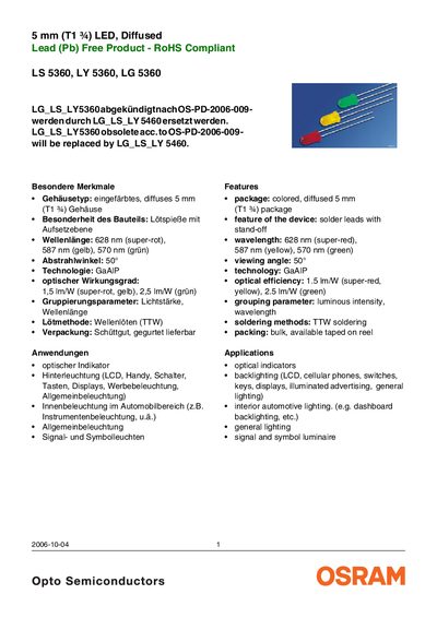 OSRAM LS 5360/LY 5360/LG 5360 LED Handbook - cover page