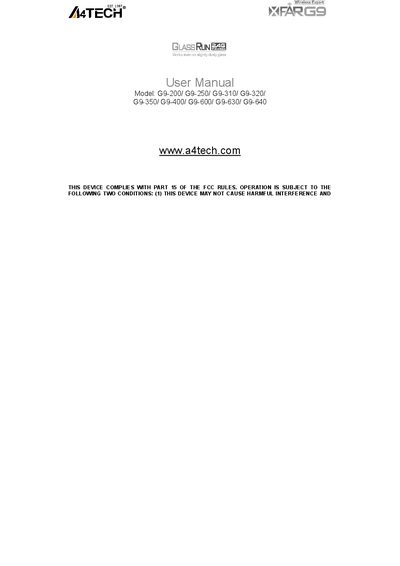 A4TECH G9-200/ G9-250/ G9-310/ G9-320/ G9-350/ G9-400/ G9-600/ G9-630/ G9-640 USER MANUAL - cover page