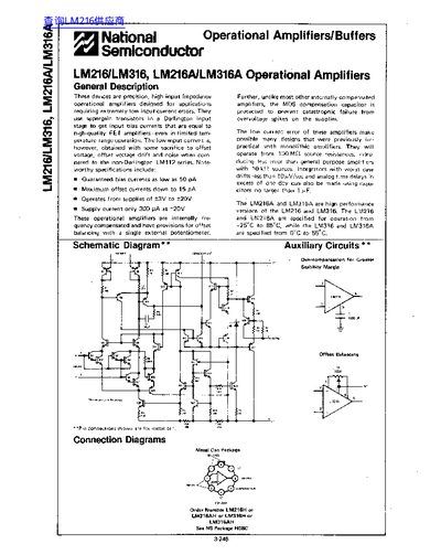 National Semiconductor LM216/LM16/LM216A/LM316A handbook - cover page