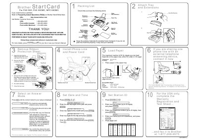Brother FAX 560/580MC/MFC 660MC Start Card - cover page
