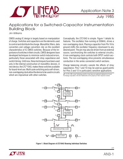 Linear Technology LTC1043 Instrumentation Building Block Application Note 3 - cover page