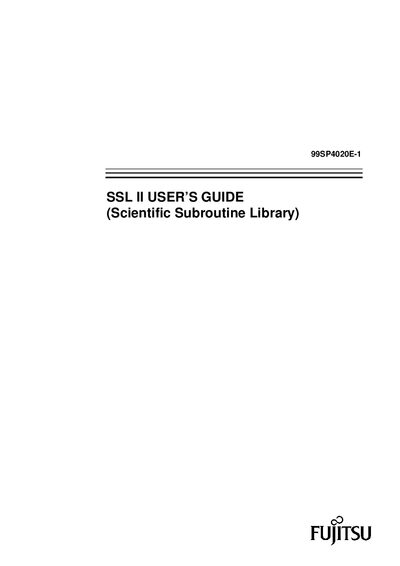 Fujitsu SSL II Scientific Subroutine Library User Guide - cover page