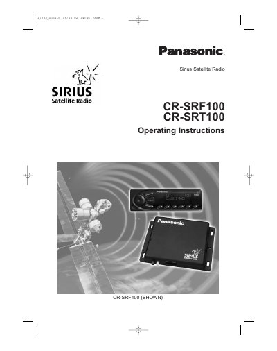 Panasonic CR-SRF100/CR-SRT100 Sirius Satellite Radio Operating Instructions - cover page