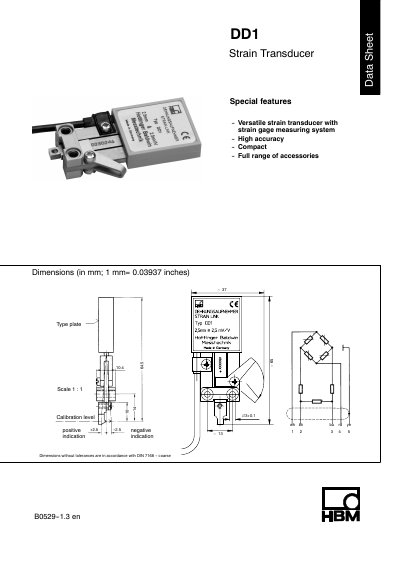 HBM DD1 Strain Transducer Data Sheet - cover page