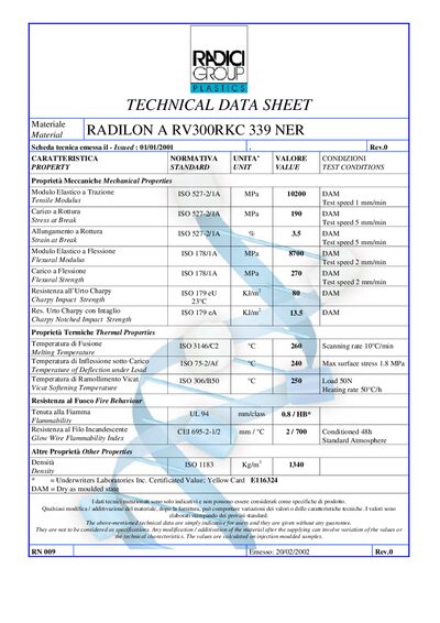 Radilon RV300RKC 339 NER Technical Data Sheet - cover page