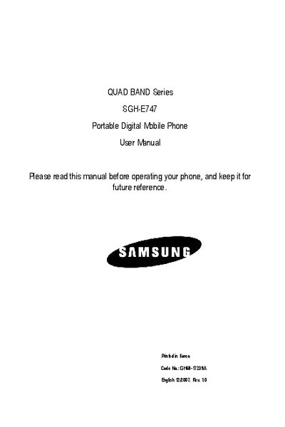 Samsung SGH-E747 Mobile Phone User Manual - cover page
