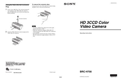 SONY RS-422 Manual - cover page