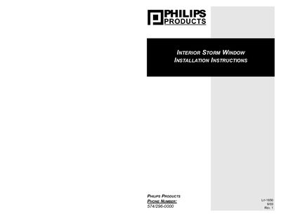 Philips Interior Storm Window Installation Guide - cover page