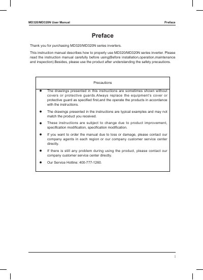 Inovance MD320/MD320N Inverter User Manual