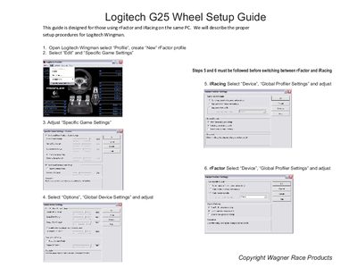 Logitech G25 Wheel Setup Guide - cover page