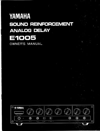 Yamaha E1005 Analog Delay Owner's Manual - cover page