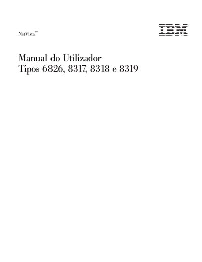 IBM NetVista 6826, 8317, 8318, 8319 User Manual - cover page