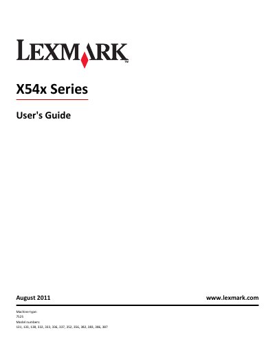 Lexmark X54x Series User Manual - cover page