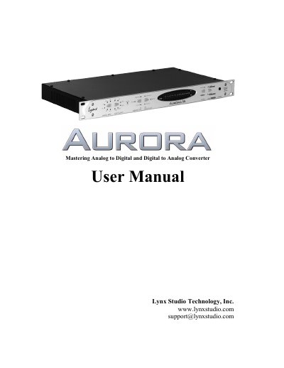 Lynx Aurora 8/16 User Manual