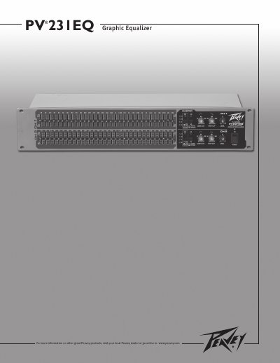 Peavey PV231EQ Graphic Equalizer User Manual - cover page