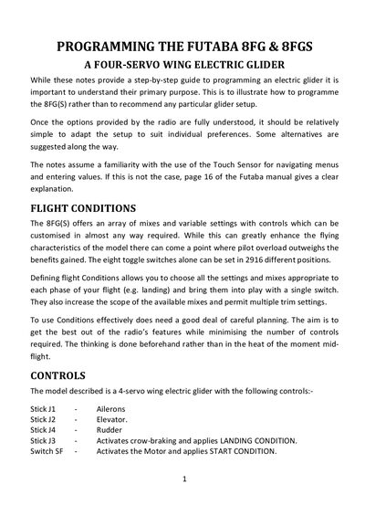 Futaba 8FG & 8FGS Radio Controller Programming Guide