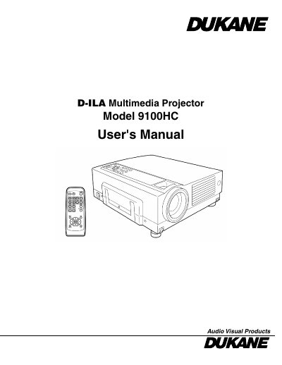 Dukane 9100HC D-ILA Multimedia Projector User's Manual - cover page