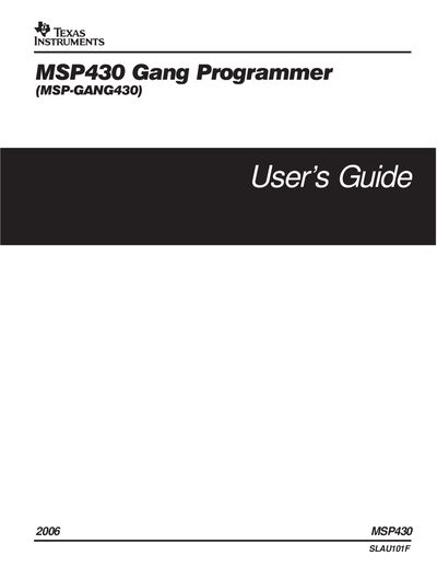 TEXAS INSTRUMENTS MSP430 user guide