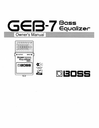 BOSS GEB-7 Bass Equalizer Owner's Manual - cover page