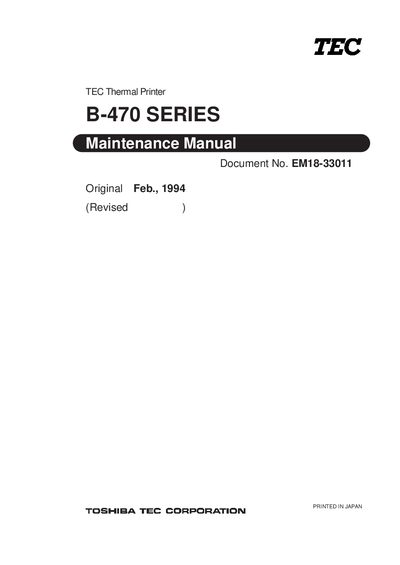 tec b-472 Barcode Printer user manual - cover page