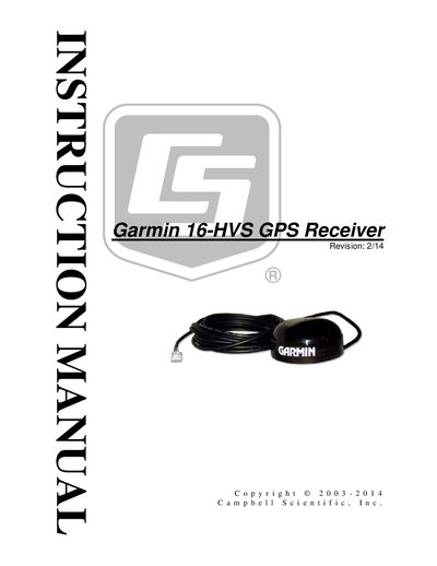 Garmin 16-HVS GPS Receiver Instruction Manual - cover page