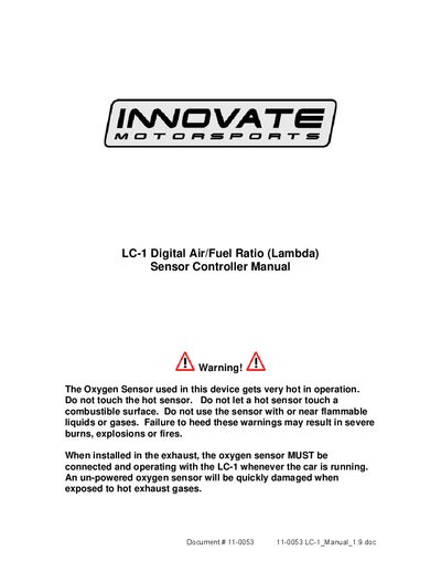 Innovate Motorsports LC-1 Sensor Controller User Manual - cover page