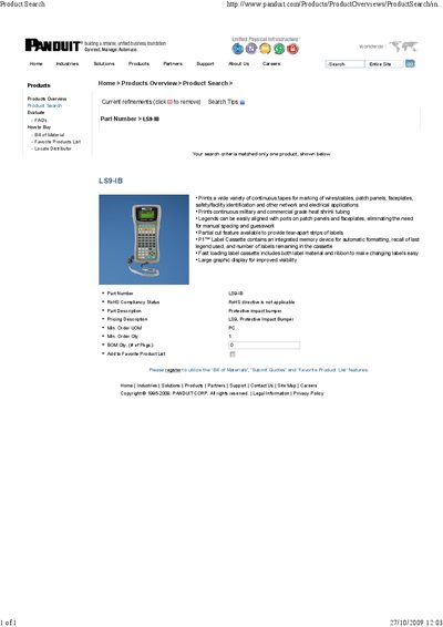 Panduit LS9-IB Product Overview - cover page