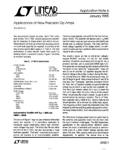 Linear Technology AN6-1 Application Note: Precision Op Amps - cover page