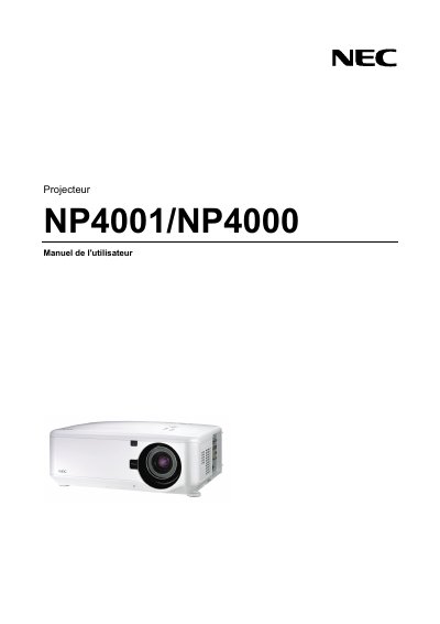 NEC NP4001/NP4000 Projector User Manual - cover page