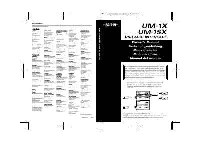 Roland UM-1X/UM-1SX USB MIDI Interface Owner's Manual - cover page