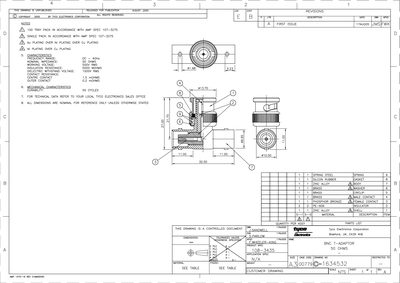 Tyco Electronics SIZE A3 00779 BNC Adaptor Datasheet - cover page