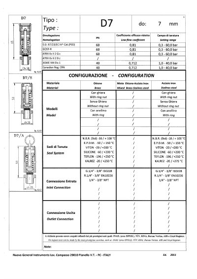 Nuova General D7 Pressure Reducing Valve Datasheet - cover page