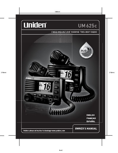 Uniden UM625c Fixed Mount VHF Marine Two-Way Radio Owner's Manual - cover page