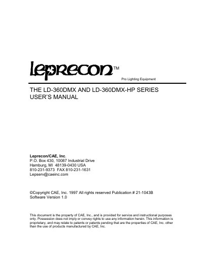 LD-340/360 DMX series user manual - cover page