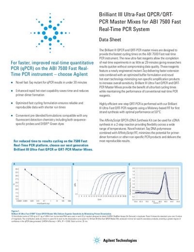 Agilent Brilliant III Ultra-Fast QPCR/QRT-PCR Master Mixes for ABI 7500 handbook - cover page