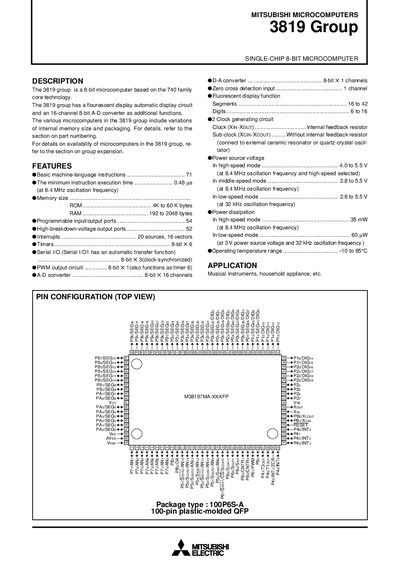 Mitsubishi 3819 Group User Manual - cover page
