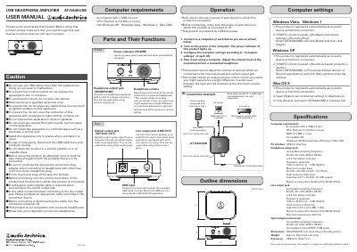 Audio-Technica AT-HA40USB Headphone Amplifier User Manual - cover page