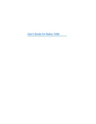 Nokia 7280 User Manual - cover page