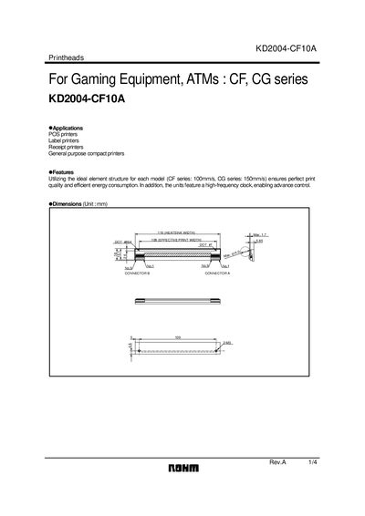ROHM KD2004-CF10A Printhead Datasheet - cover page