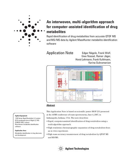 Agilent MassHunter Metabolite Identification Software Application Note - cover page