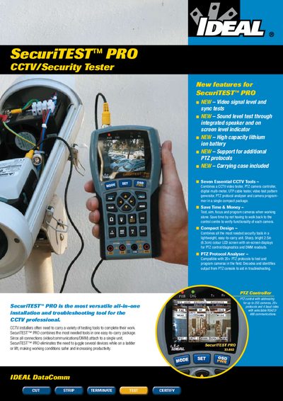 IDEAL SecuriTEST PRO CCTV/Security Tester Product Leaflet - cover page
