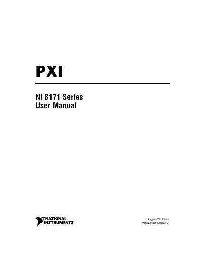 National Instruments NI 8171 Series User Manual - cover page
