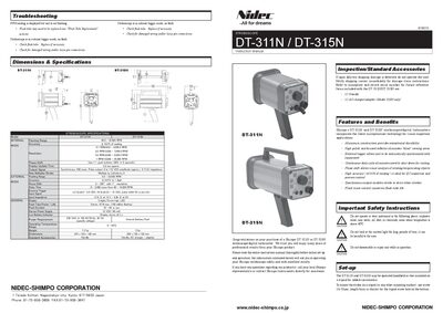 Shimpo DT-311N / DT-315N Stroboscope User Manual - cover page