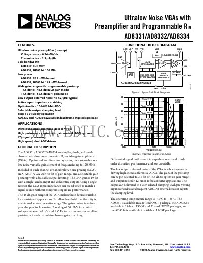 Analog Devices AD8332 Variable Gain Amplifier Handbook - cover page