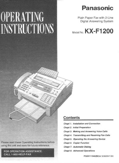 Panasonic KX-F1200 Telephone Answering System with Facsimile User Manual